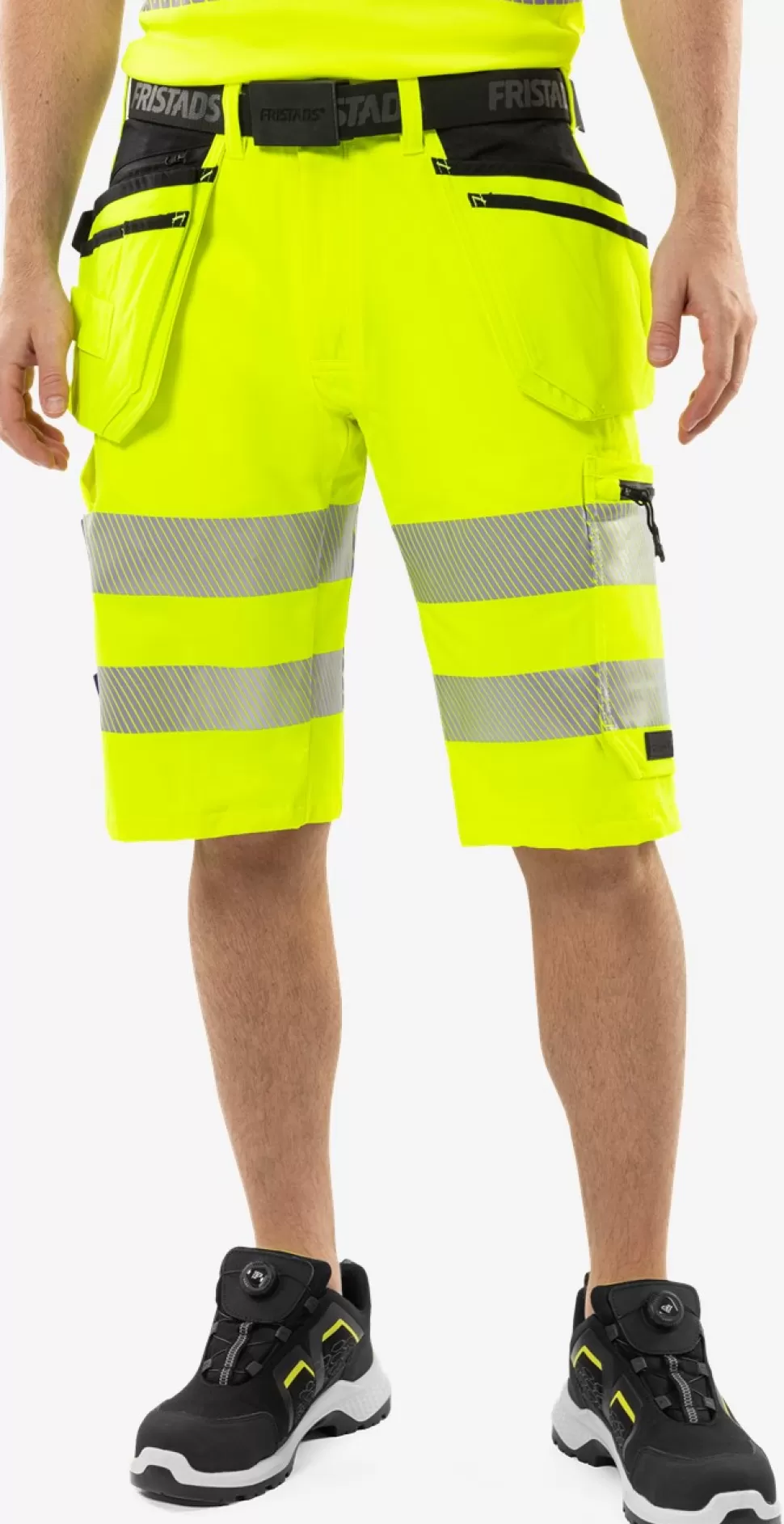 Fristads Työshortsit | Shortsit<High Vis Green Rakentajan Stretch Shortsit Lk 2 2646 GSTP